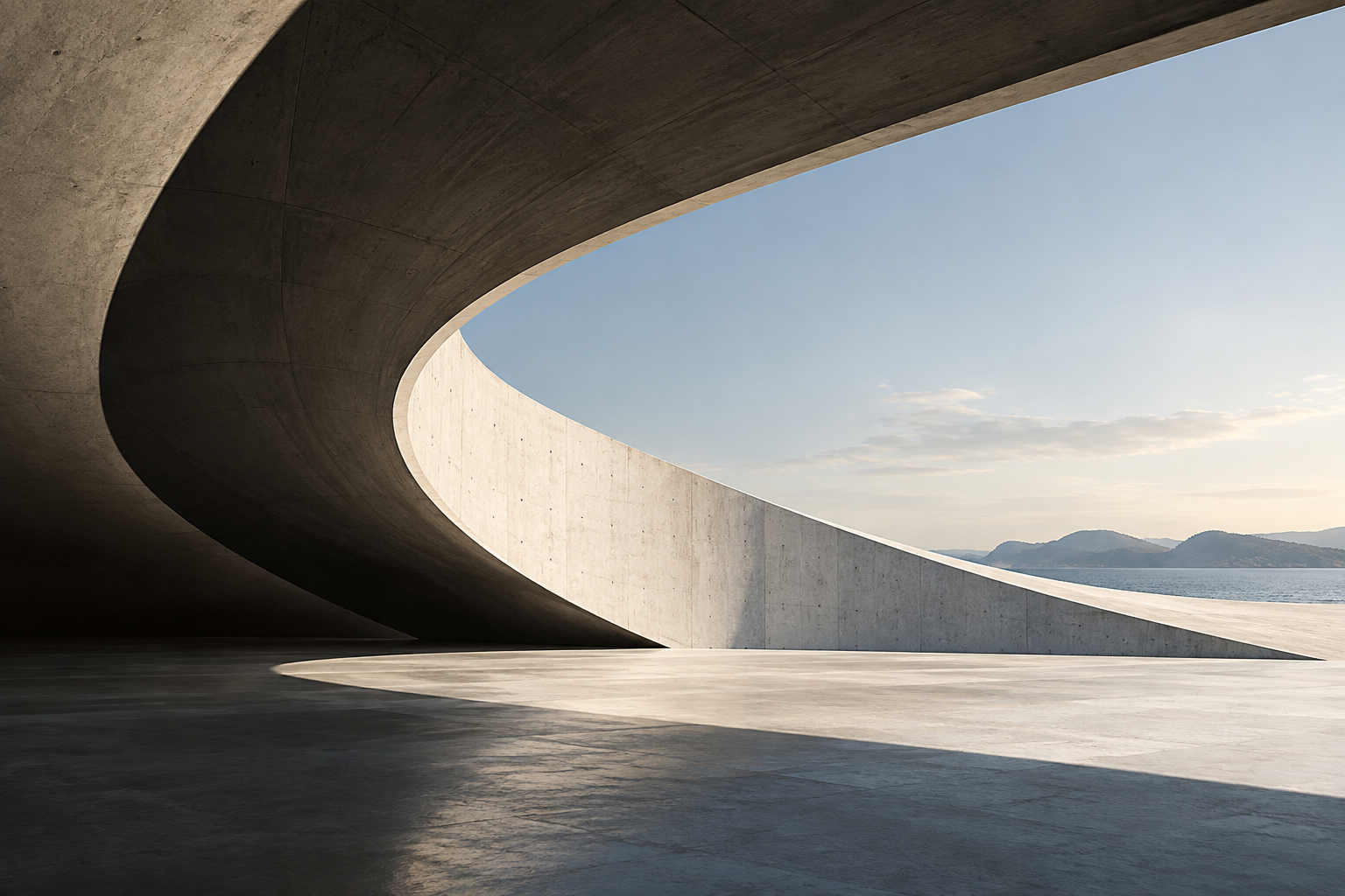 Illustrative sculptural concrete forms and light