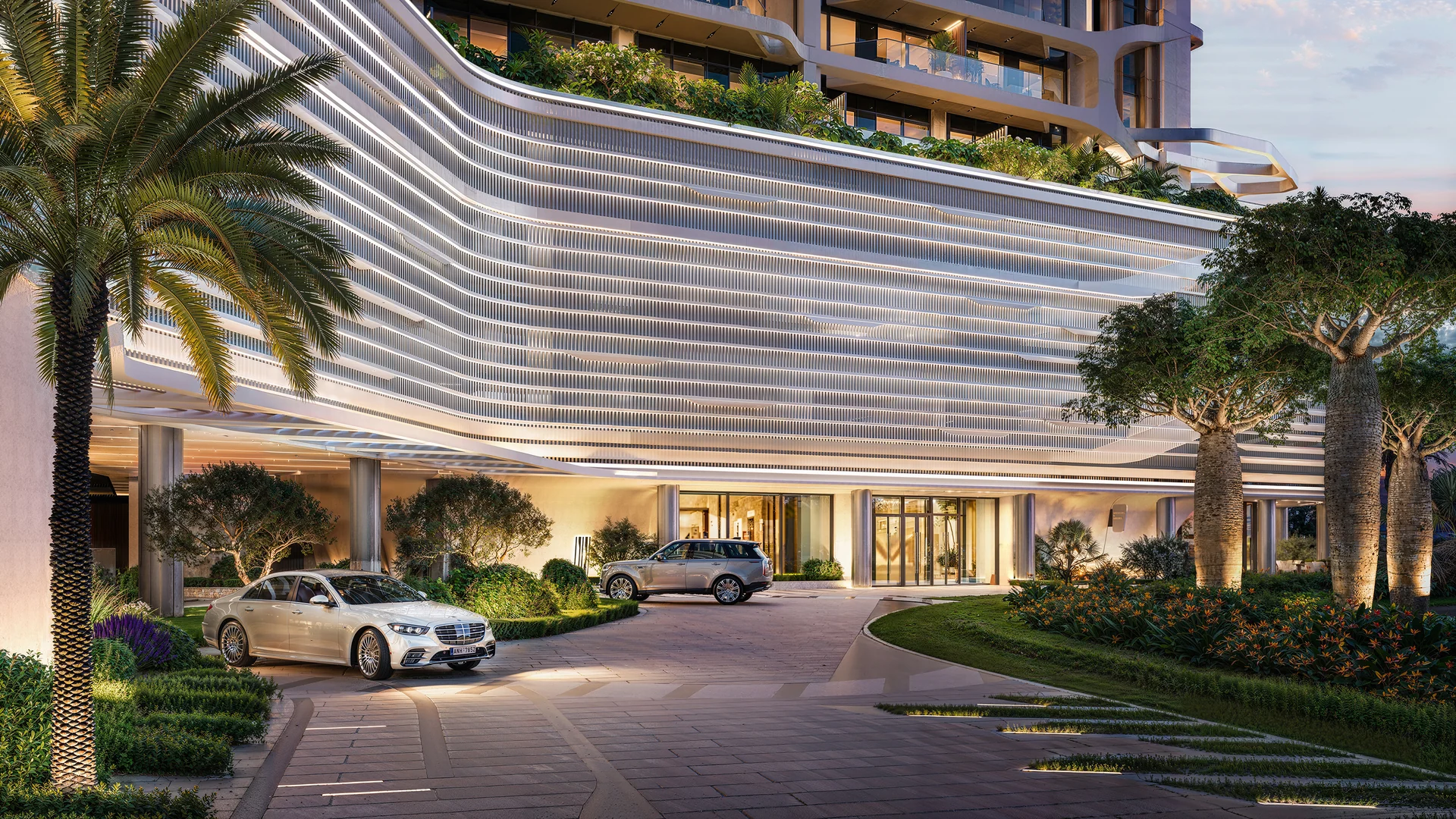 Eltiera Heights landscaped arrival and drop-off area