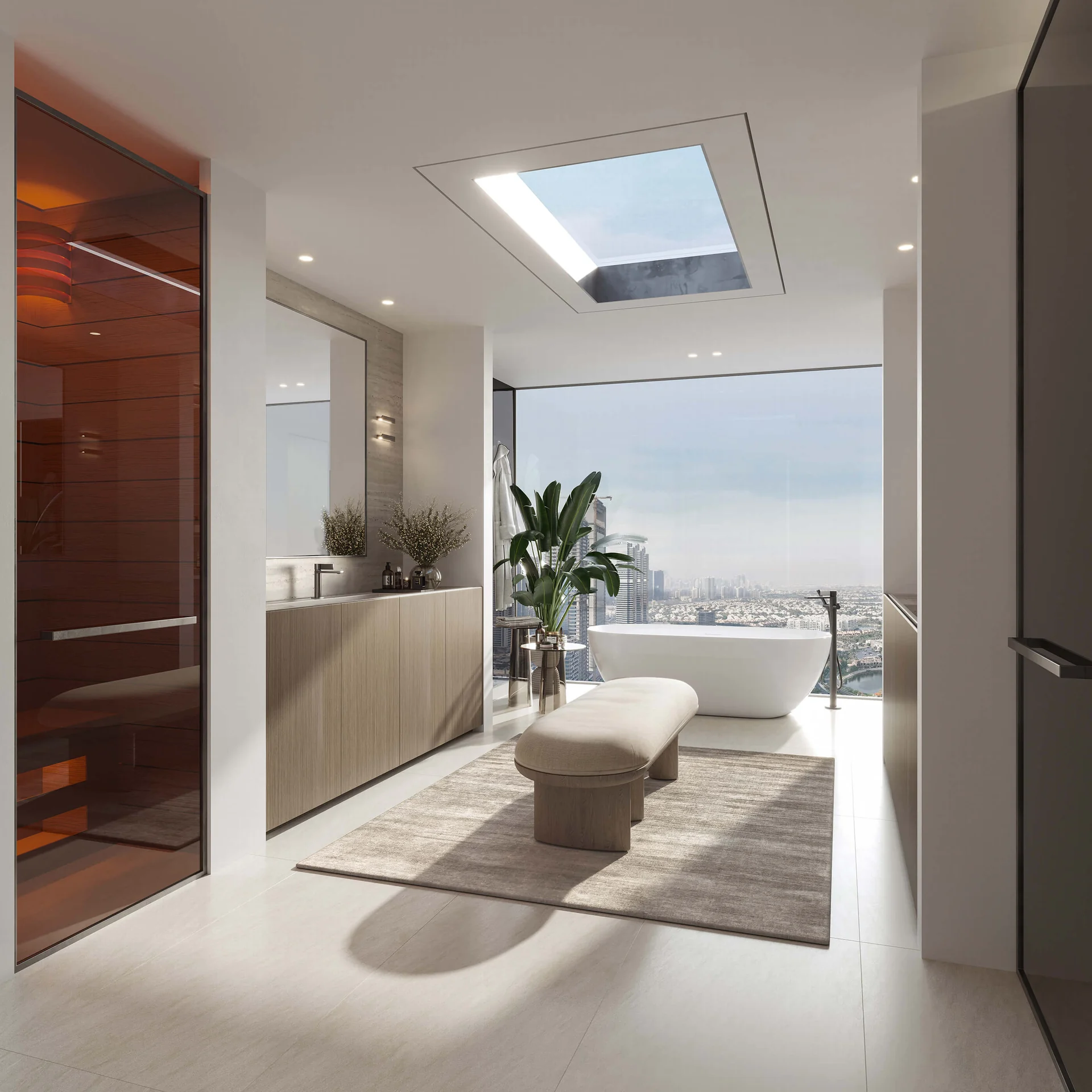 Eltiera Heights penthouse bathroom with freestanding bath