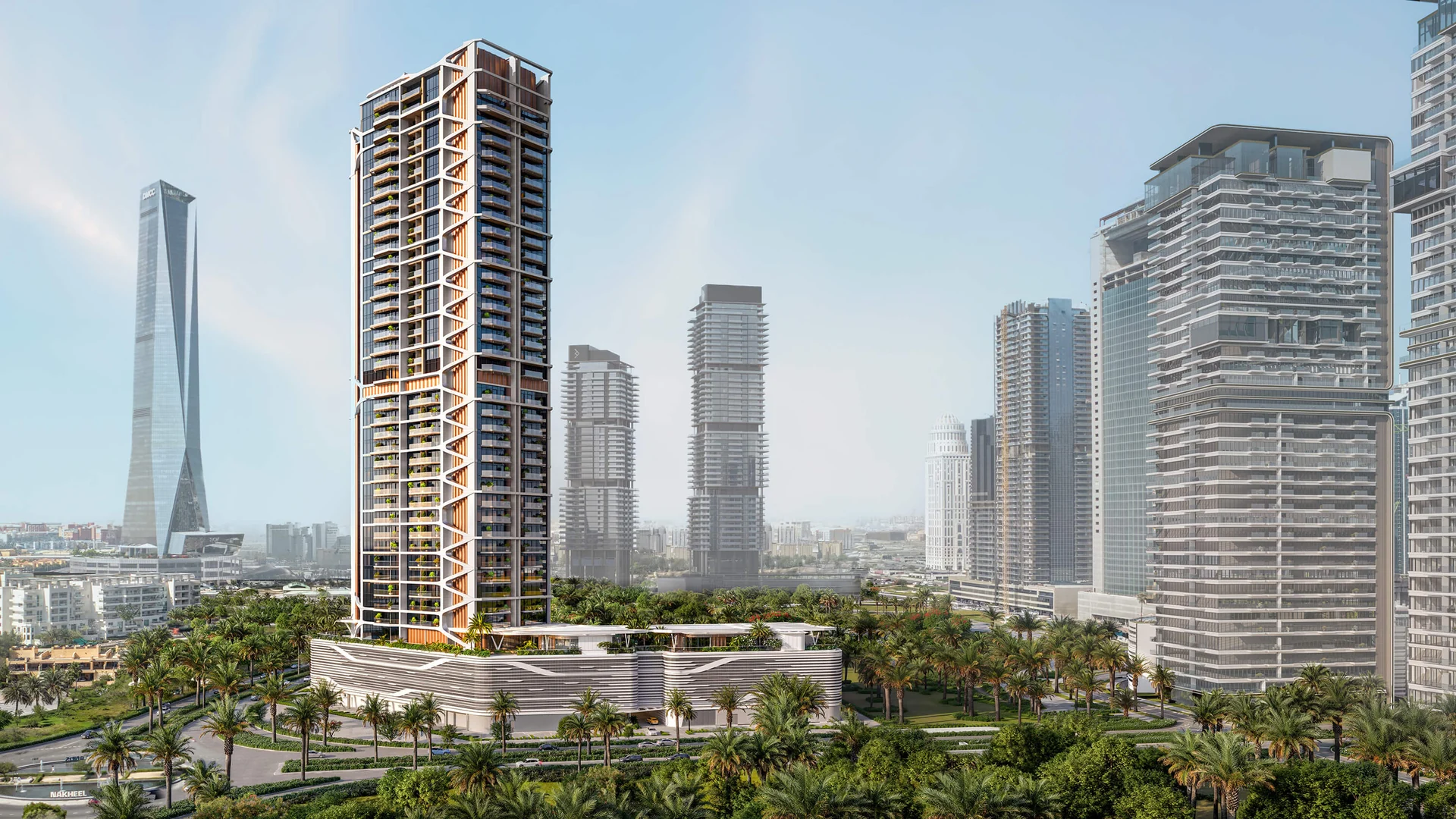 Eltiera Heights tower in its Jumeirah Islands and JLT context